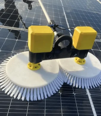 Akülü çift diskli Pro Brush güneş paneli temizlik fırçası – Entegre CW yerli üretim